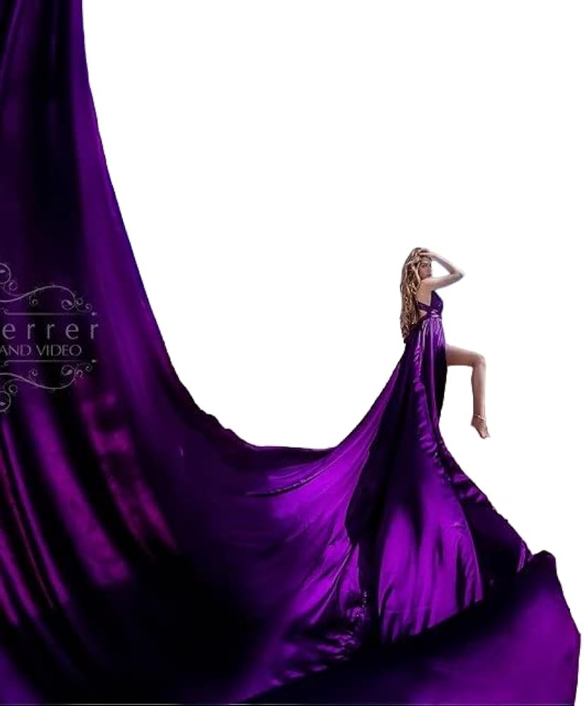 827x1000 Wedding Satin Flying Dress, Long Flowy Train for Gorgeous Photohoot, Engagement Summer Photography Dress : Clothing, Shoes & Jewelry