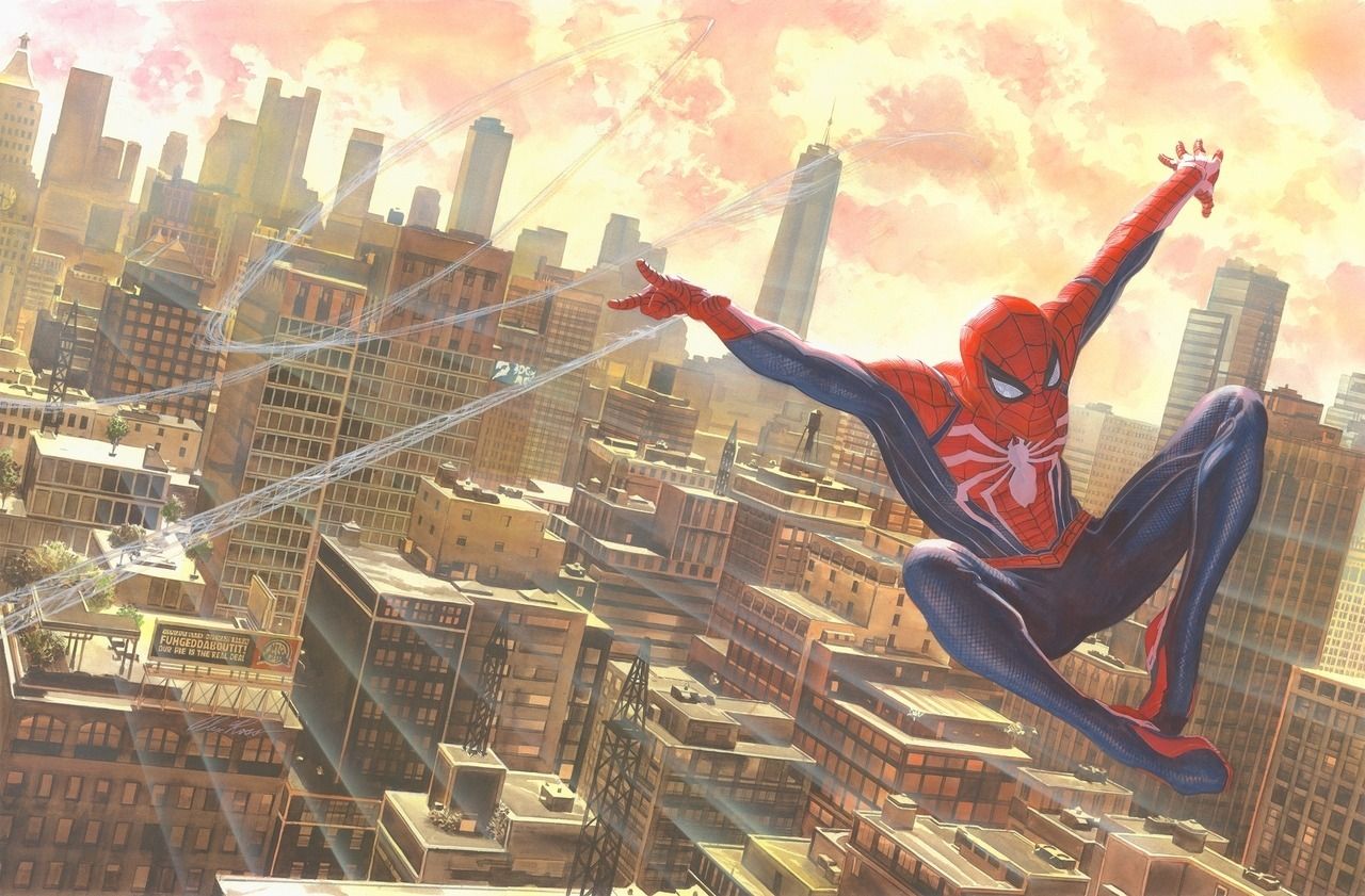 1280x841 Spidey by Alex Ross: wraparound cover art for the May 2018 issue of Game Informer Magazine