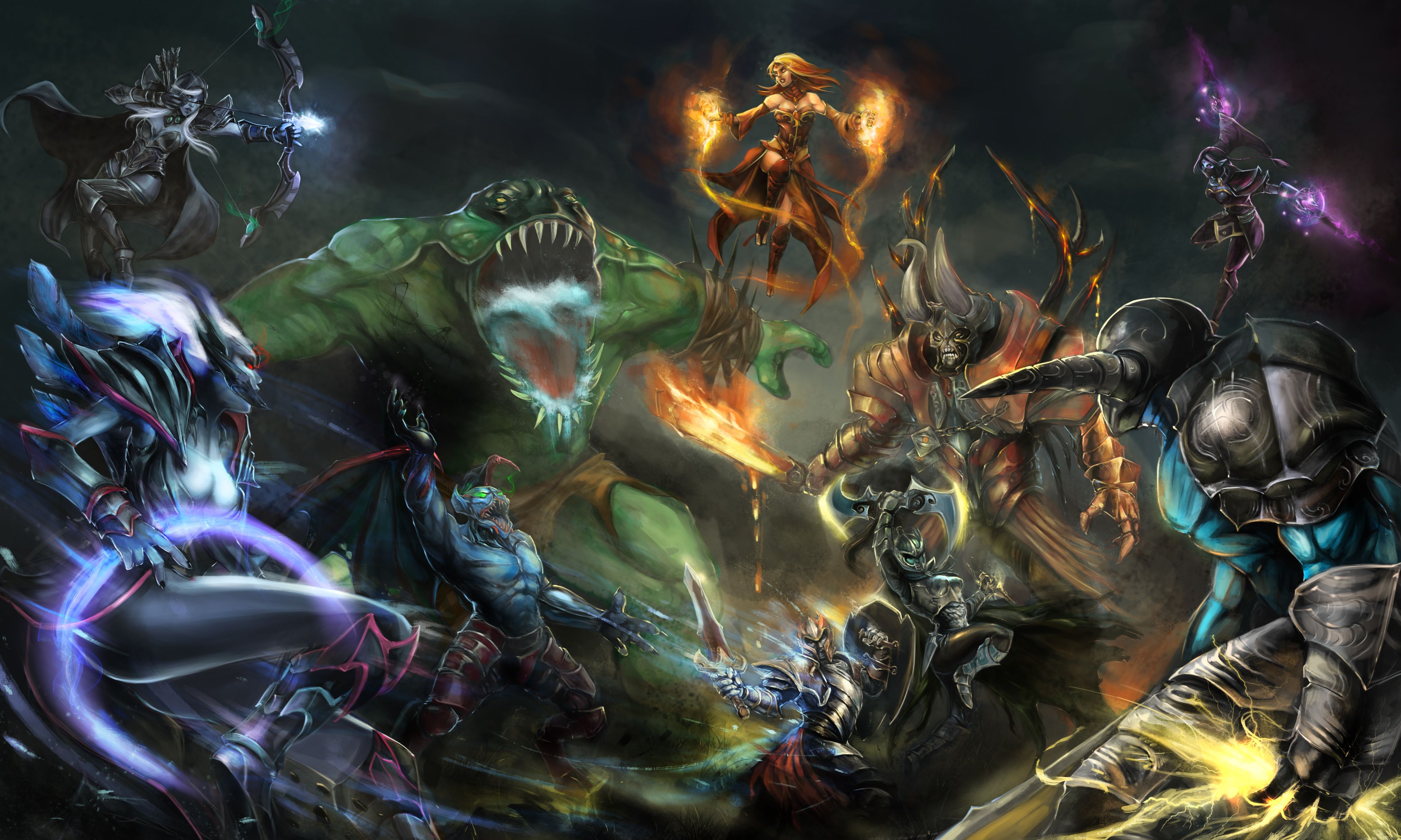 4134x2480 DotA 2 Epic Battle Ultra HD Gaming Wallpaper