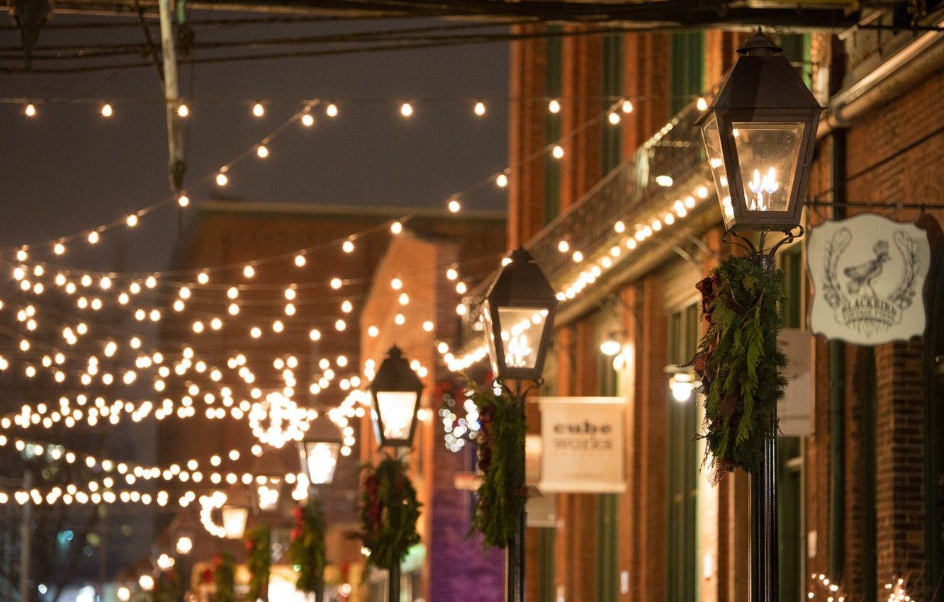 1332x850 Wallpaper decoration, the city, lights, holiday, street, New Year, Canada, Christmas, lights, Ontario, garland image for desktop, section город