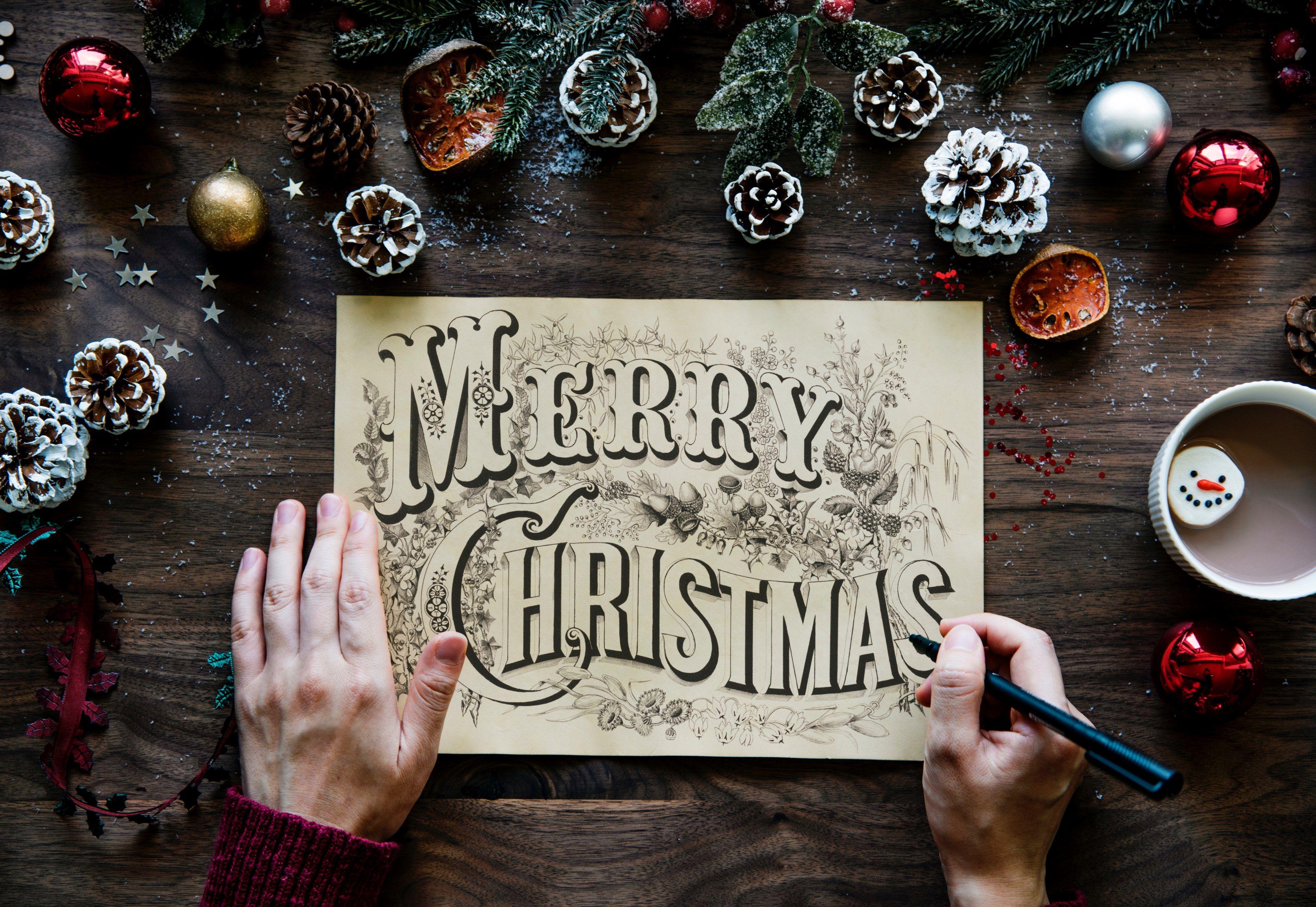 3840x2646 Wallpaper / merry christmas card hot chocolate and marshmallow HD 4k wallpaper