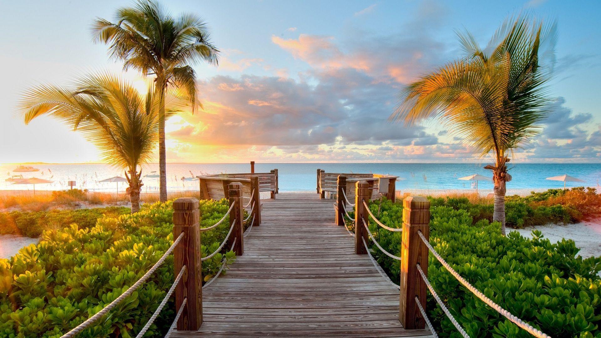 1920x1080 Bridge Wood Beach Caribbean HD Wallpaper [1920x1080] Need #iPhone S #Plus #Wallpaper/ #Background for #IPh. Beach wallpaper, Tropical wallpaper, Ocean wallpaper