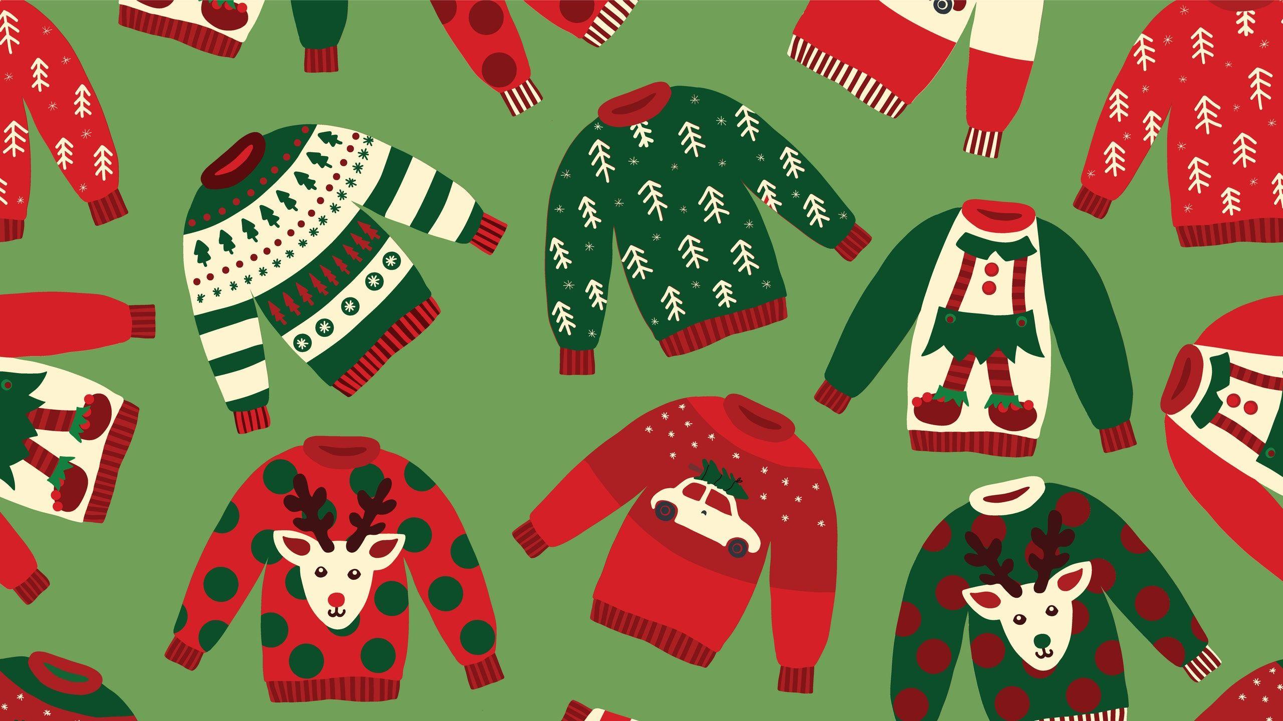 green christmas sweater background
