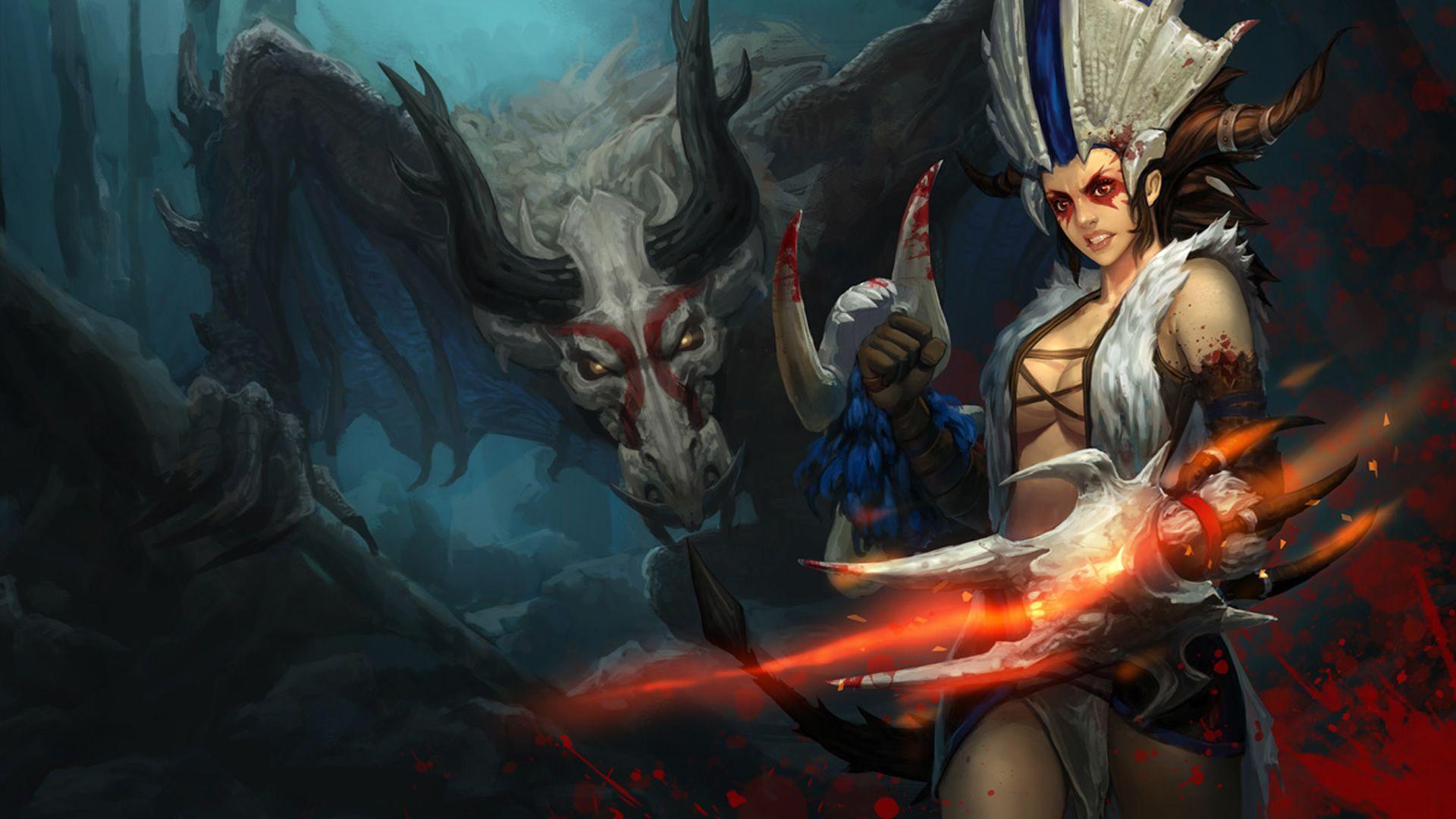 1920x1080 Boneclaw Shyvana Chinese Wallpaper
