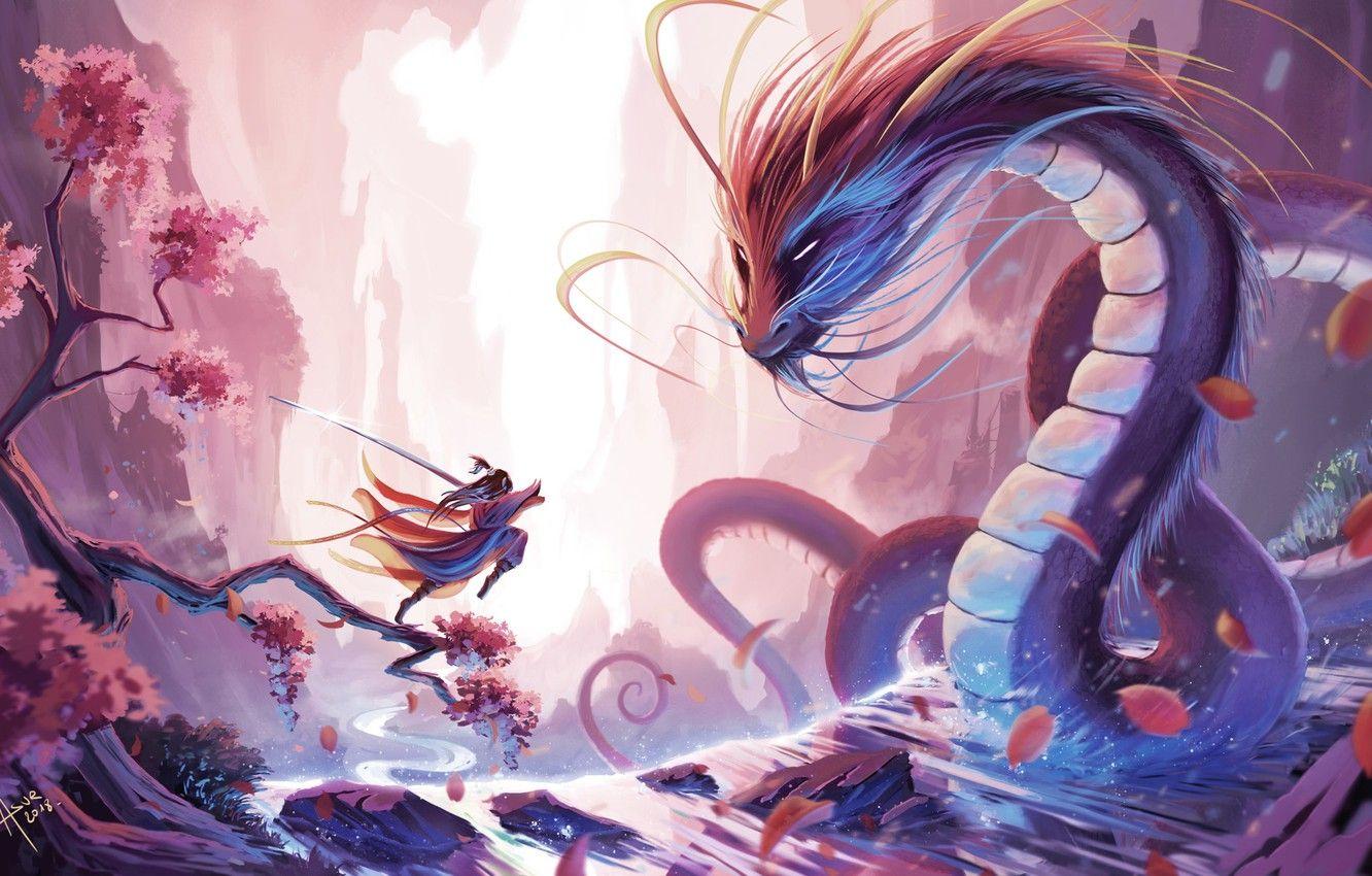 1332x850 Photo Wallpaper China, Figure, Dragon, Warrior, China, Chinese Dragon Art HD Wallpaper