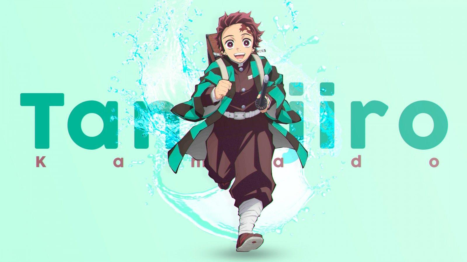1600x900 Demon Slayer Tanjiro Kamado With Background Of Milky Green HD Anime Wallpaper
