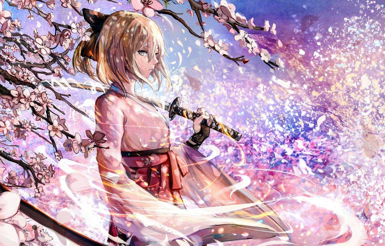 1332x850 Wallpaper anime, Sakura, art, the saber, Fate / Grand Order image for desktop, section сёнэн