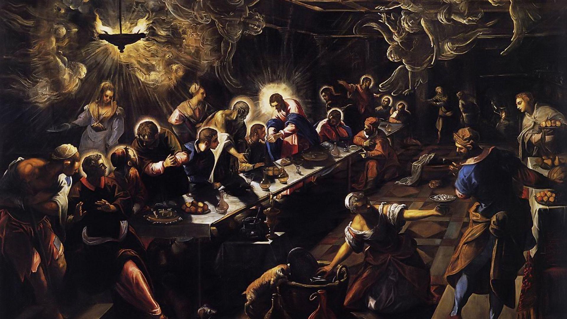 1920x1080 Tintoretto The Last Supper HD Jesus Wallpaper