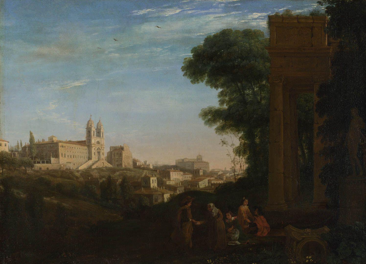 1496x1080 Claude A View In Rome french baroque claude lorrain art wallpaper