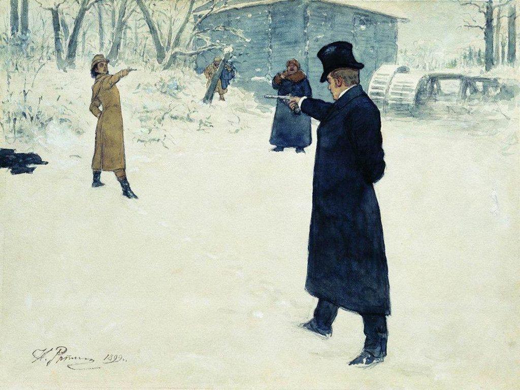 1024x768 My Free Wallpaper Wallpaper : Repin Between Eugene Onegin and Vladimir Lensky