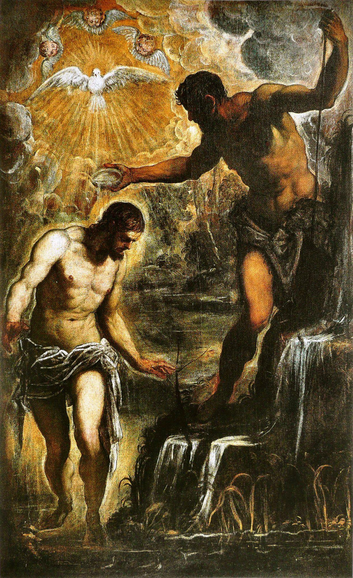 1226x2006 The Athenaeum Baptism of Christ (Tintoretto, Jacopo - ). Bautismo de jesus, Arte biblico, Arte del renacimiento