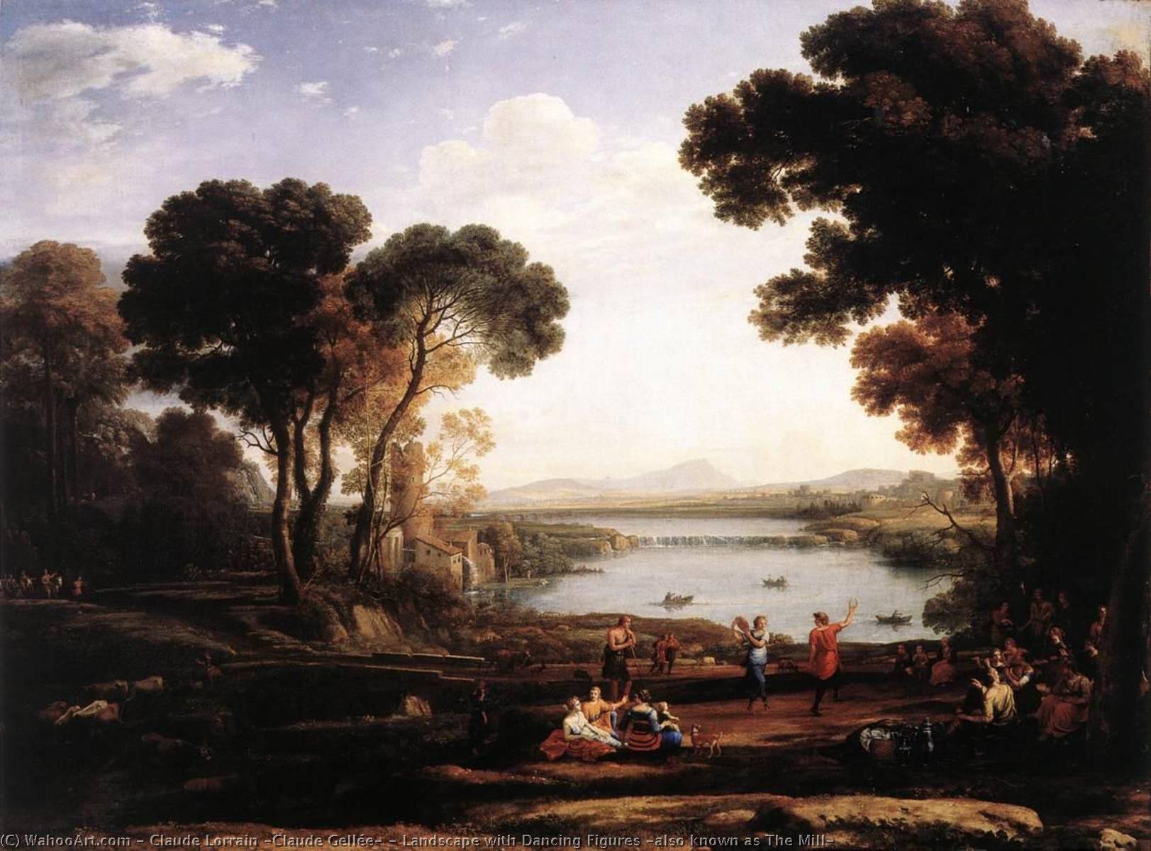 1623x1200 Landscape With Dancing Figures (also Known As The Mill) By Claude Lorrain ( Claude Gellée). Paintings Reproductions. Most Famous