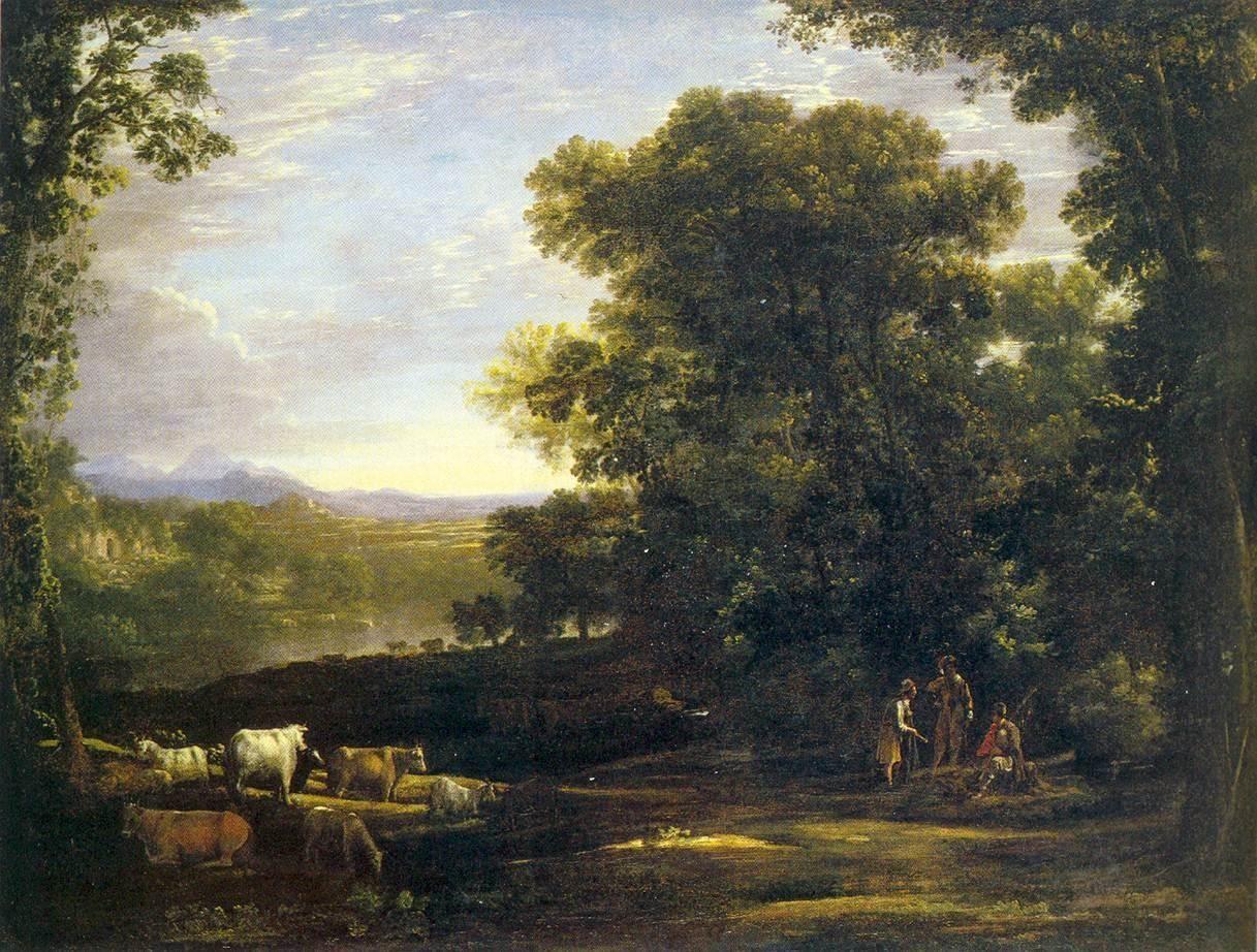 1217x922 Landscape With Cattle And Peasants, By Claude Lorrain, 1629. Oil On Canvas, 3′ 6″ × 4′ 10 1 2″. Philadelphia Museum. Landscape Paintings, Landscape, Canvas Giclee