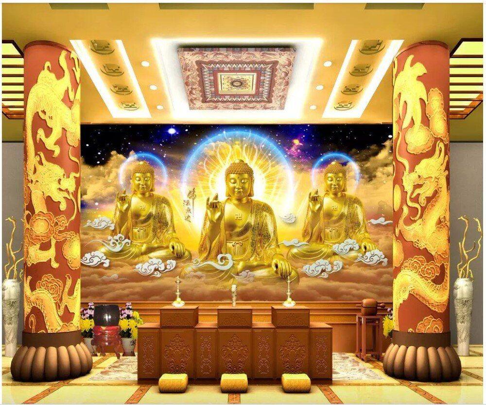1000x833 custom mural 3D photo wallpaper on the wall Golden Temple Buddha Statue background home decor living room wallpaper for wall 3 d. Wallpaper