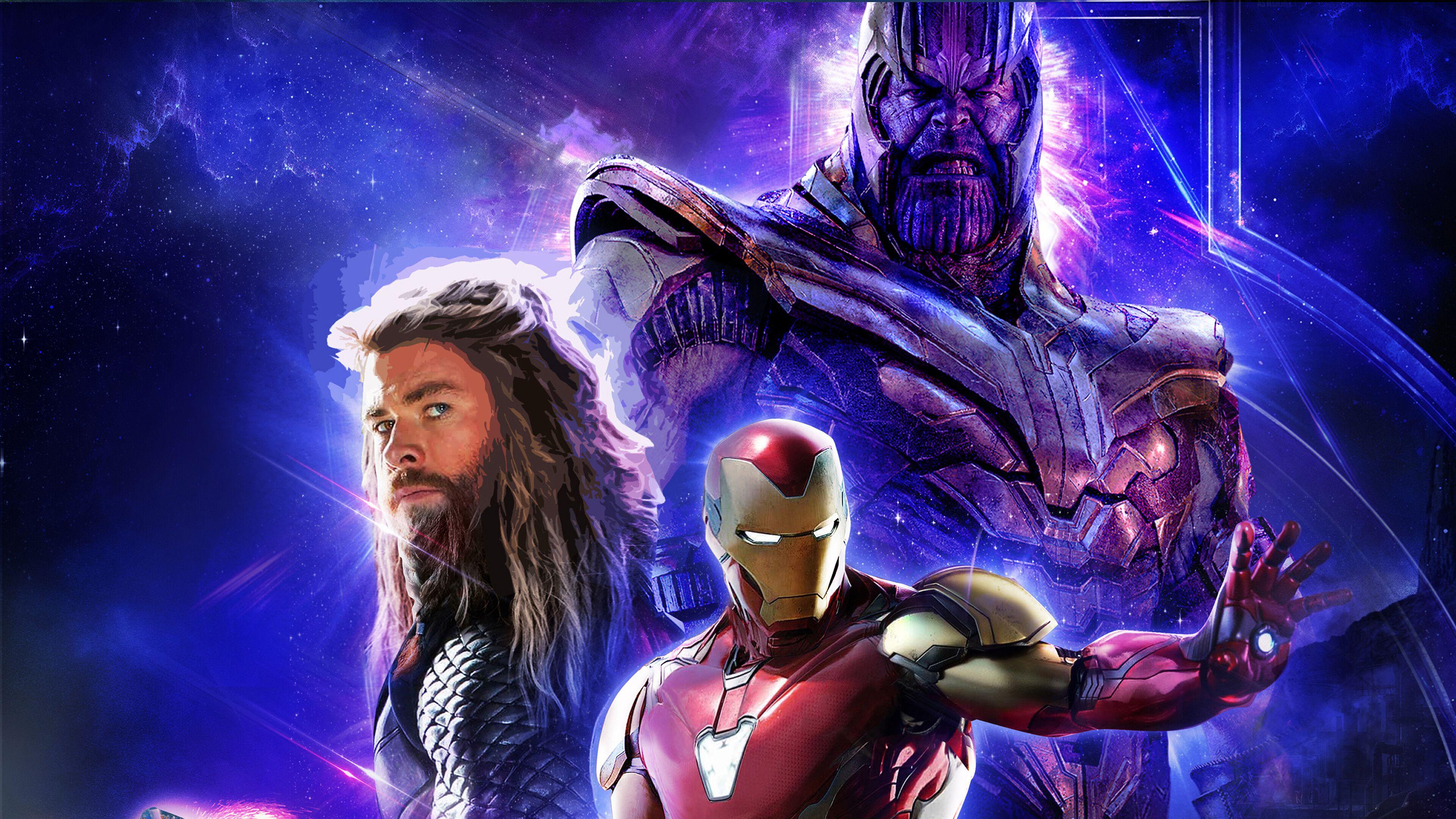 3840x2160 Thor, Iron Man, Thanos, Avengers Endgame, 4K wallpaper