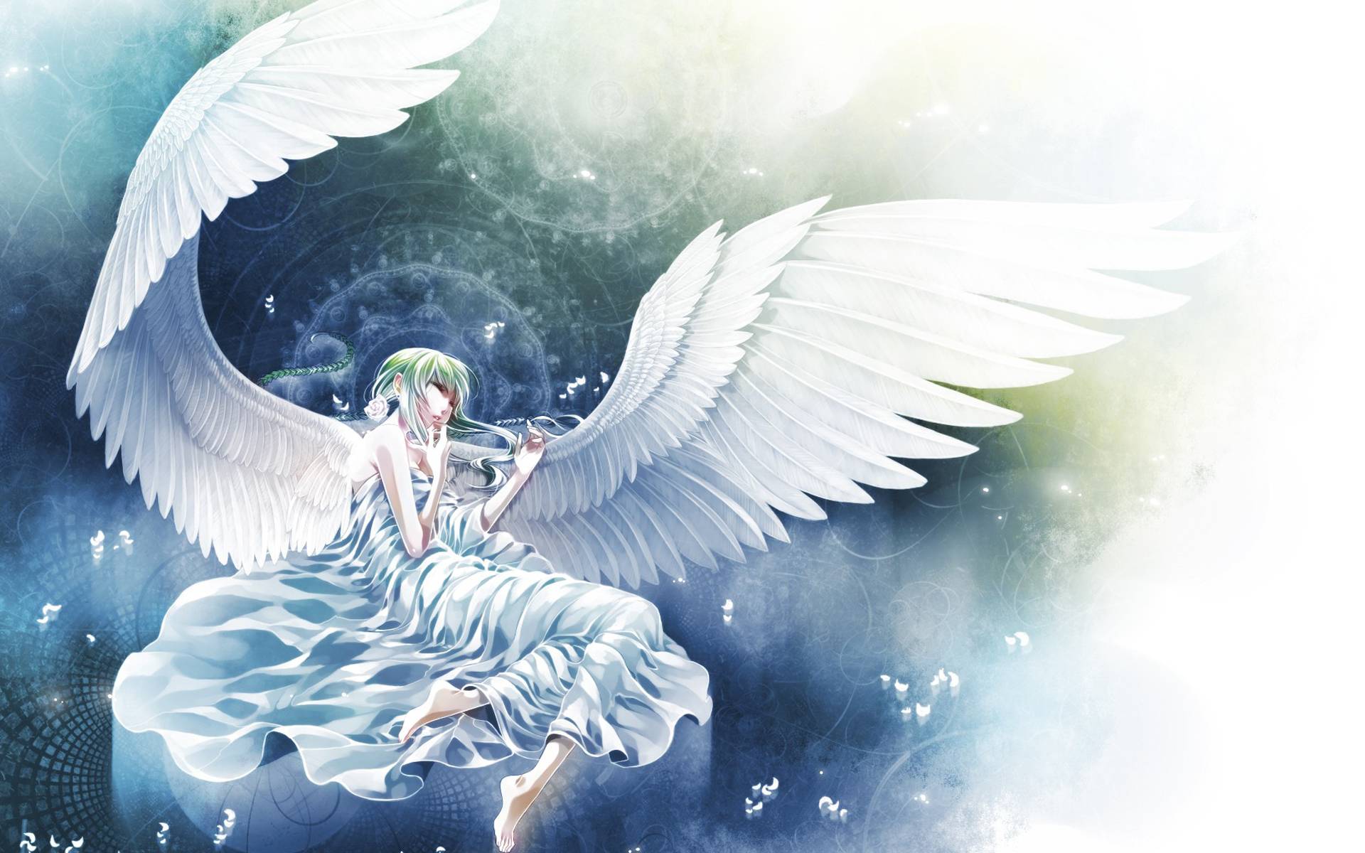 1920x1200 Beautiful white angel & Manga Wallpaper