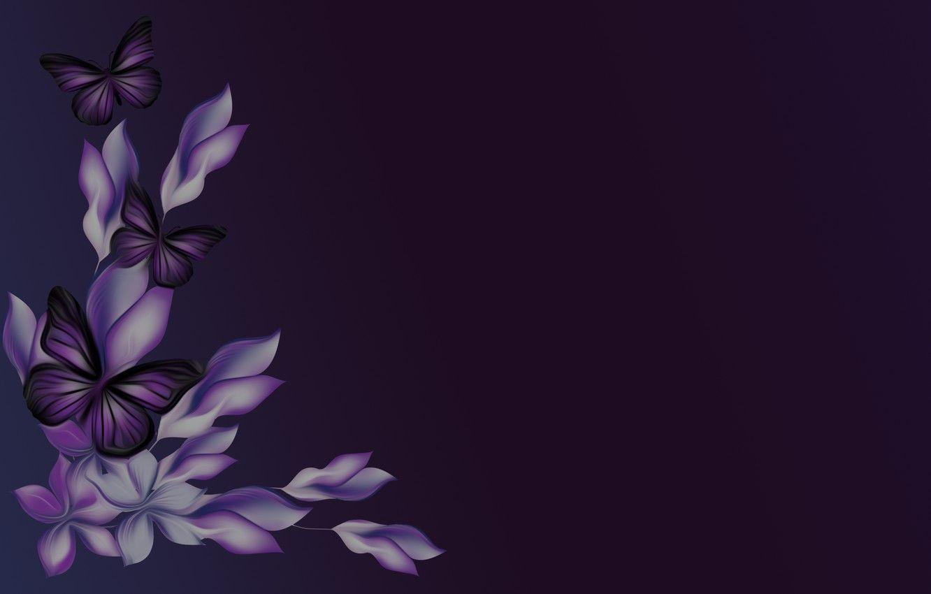 1332x850 Wallpaper purple, butterfly, flowers image for desktop, section минимализм