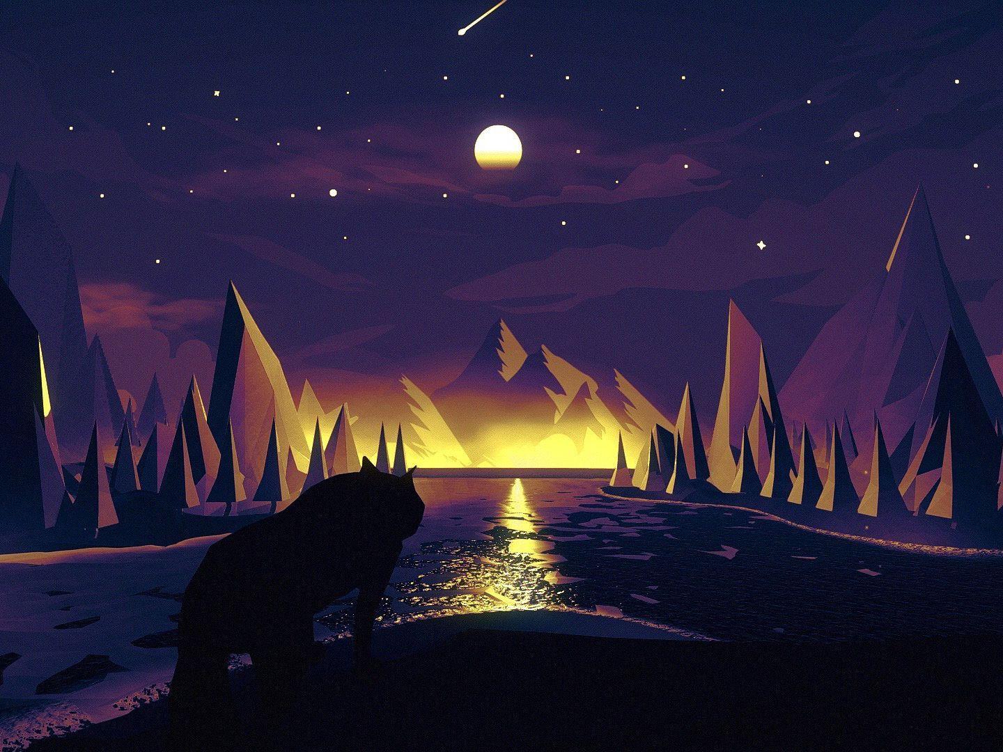 1440x1080 Fox. Desktop wallpaper art, Landscape background, Landscape illustration