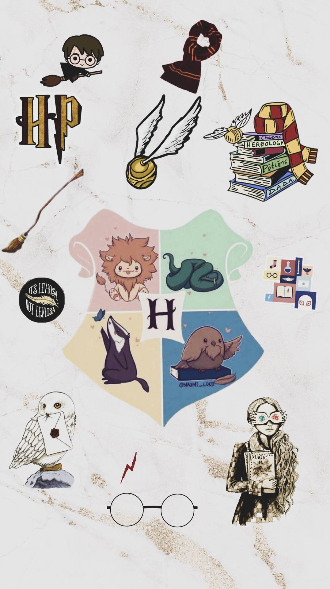 1077x1920 Harry Potter Cartoon Drawing Wallpaper