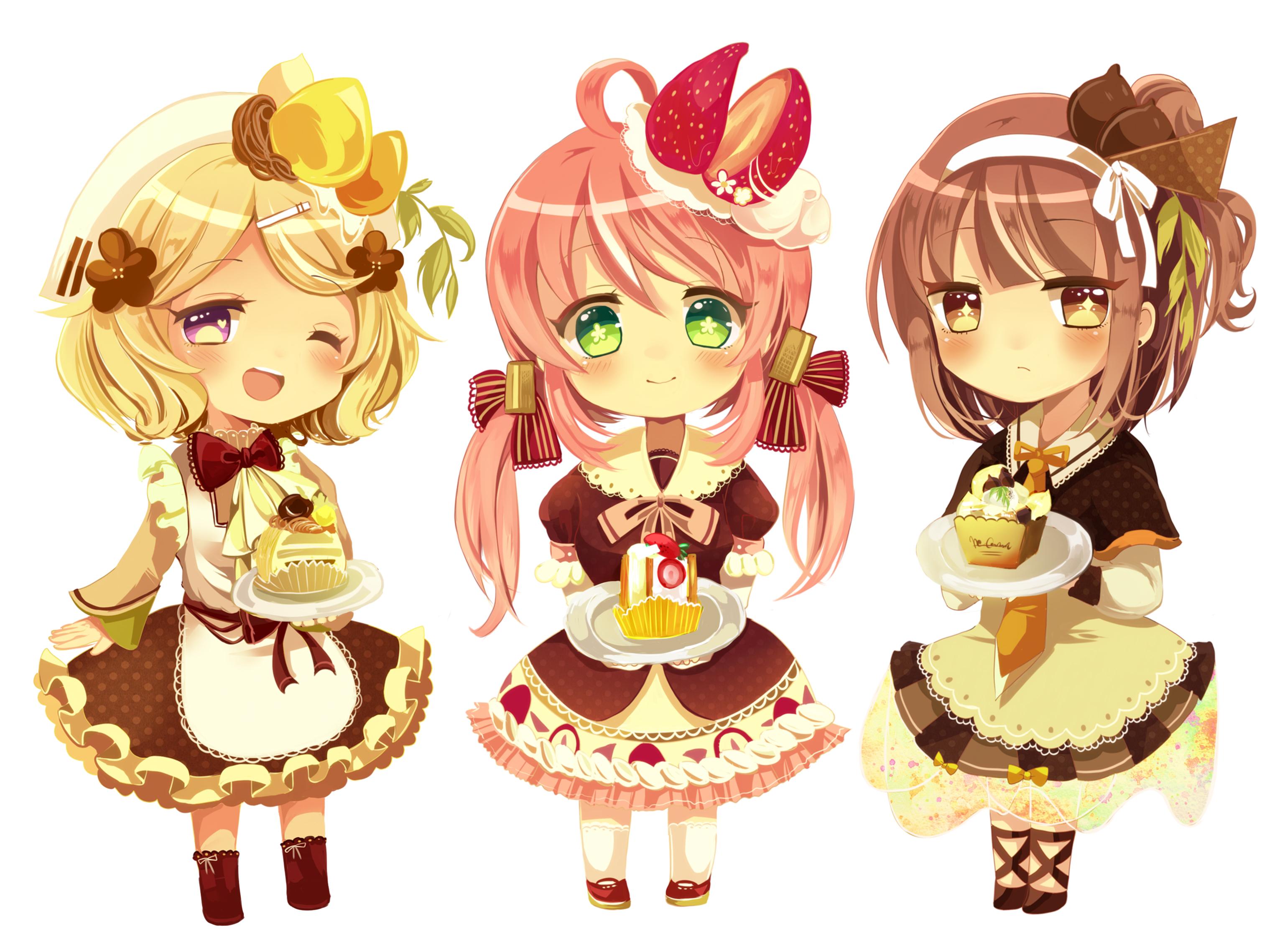 3074x2279 Anime Cute Food Wallpaper