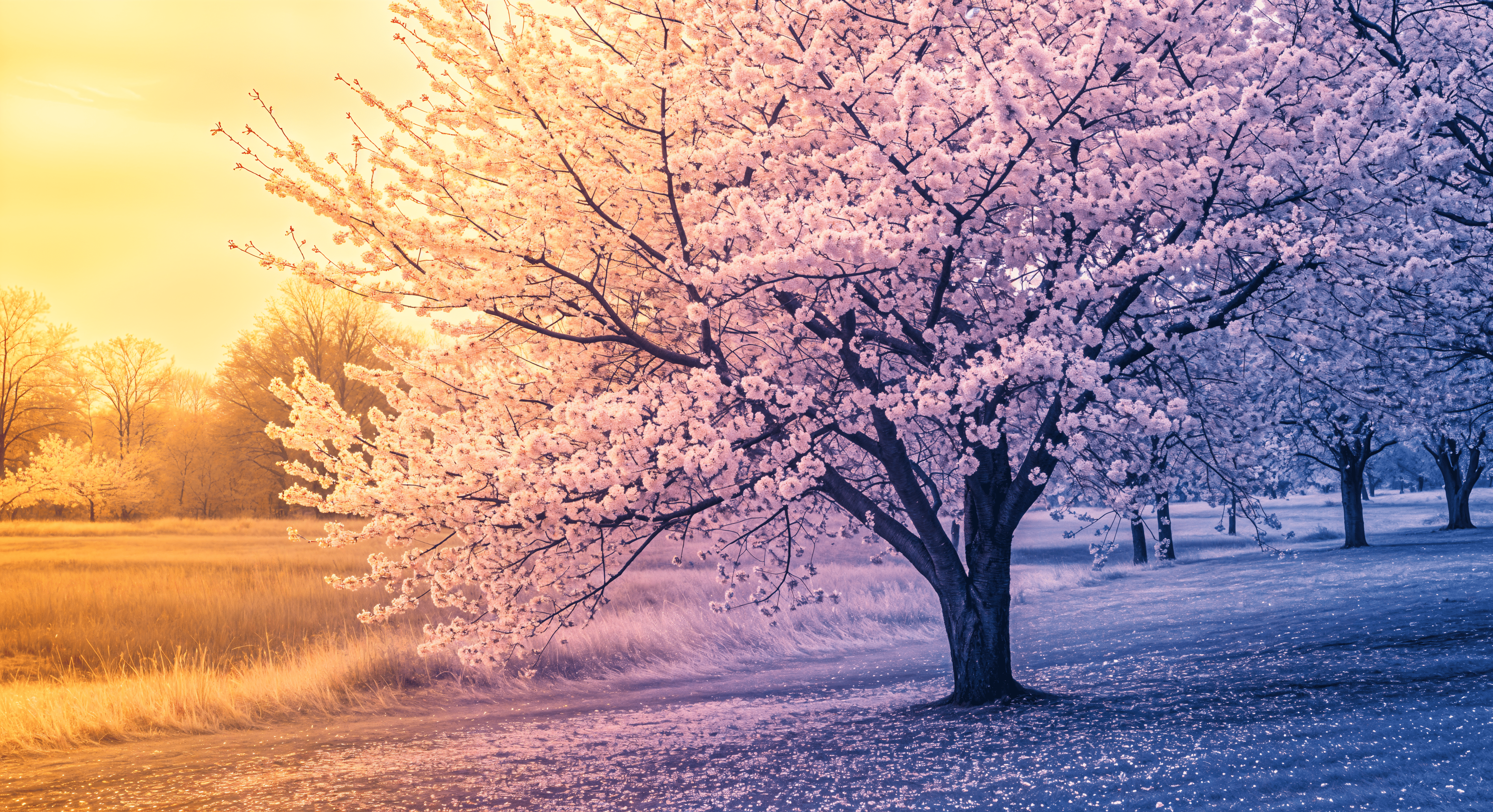 4544x2472 Serene Cherry Blossom Tree Ultra HD Wallpaper
