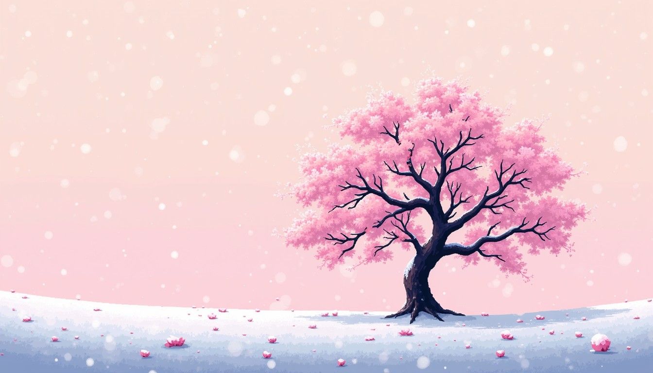 1344x768 Download Blooming Winter Tranquility Image, Blossom, Sakura