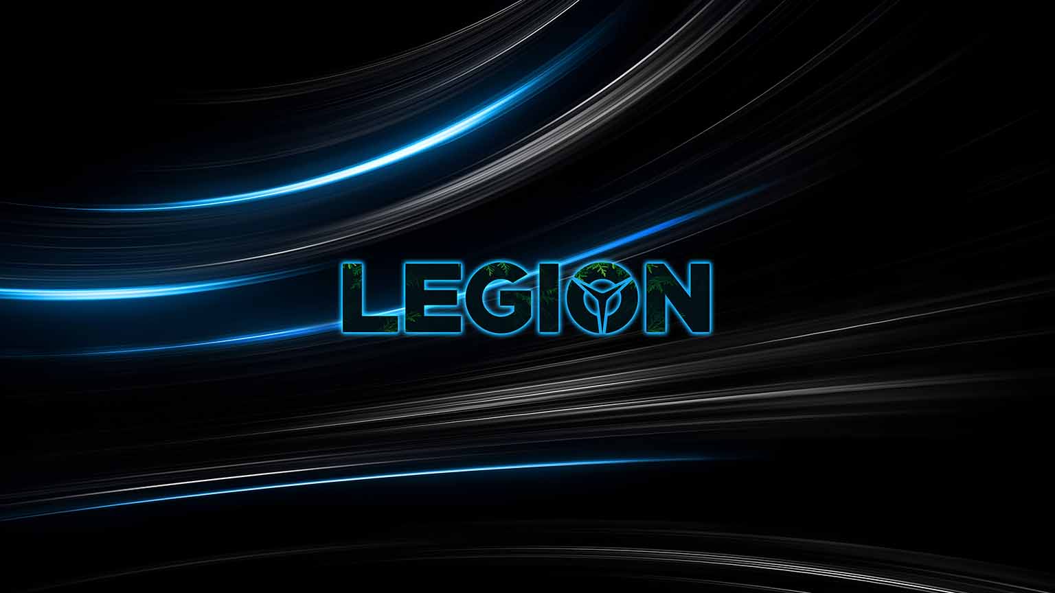 1536x864 Lenovo Legion Gaming Logo Blue Neon Glow Desktop Wallpaper