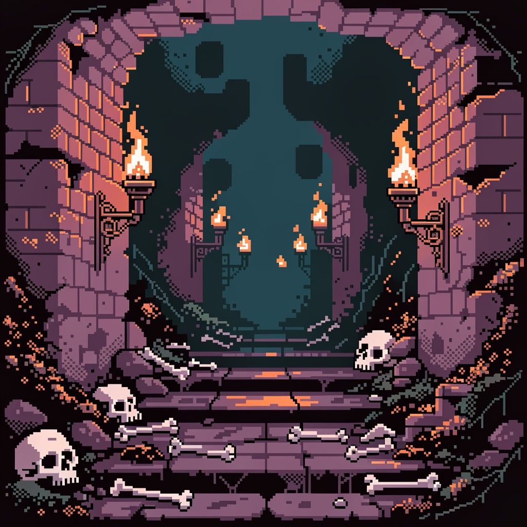 1024x1024 Download Mysterious Pixel Portal Image, Archway, Dungeon