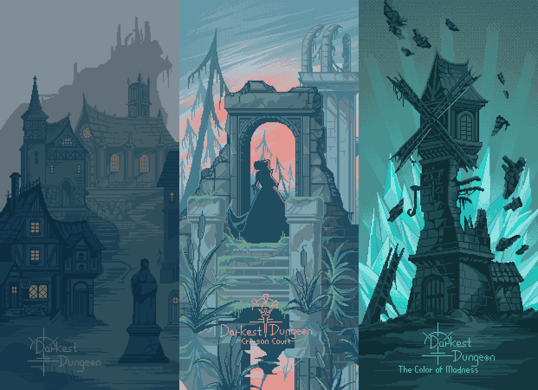 1080x782 finished my series pixelarts of dungeon.and heres my painting processim too lazy to make animated pics