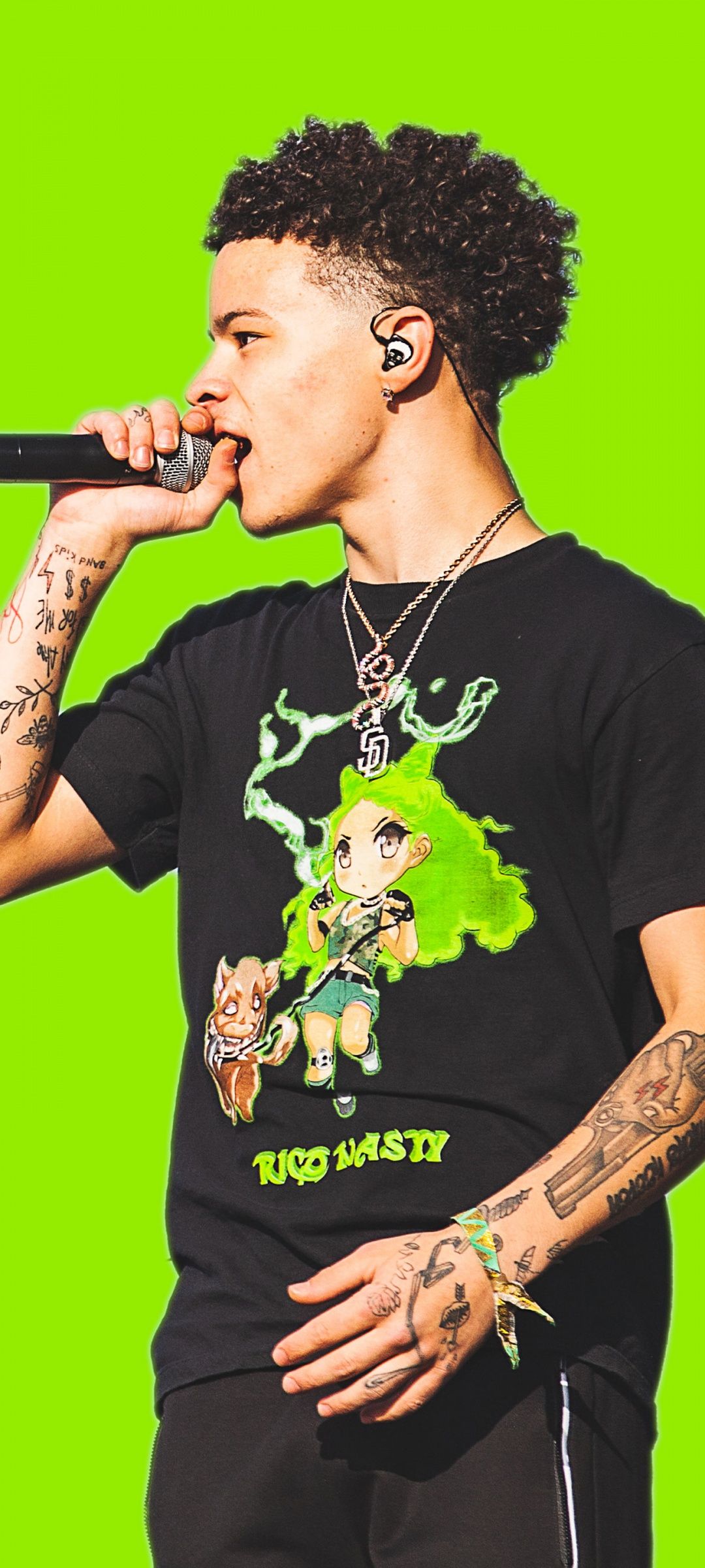 1080x2400 Lil Mosey Wallpaper 4K, Live concert, Green background