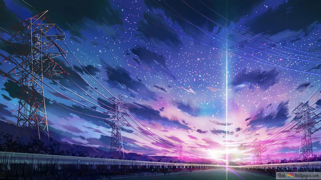 1024x576 Anime Sunrise Background Art 4K wallpaper download
