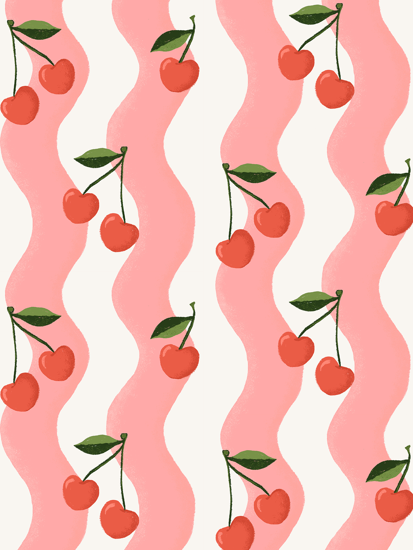 1440x1920 Wavy Cherry Wallpaper, white and pink Traditional / 2 ft (h) x 19