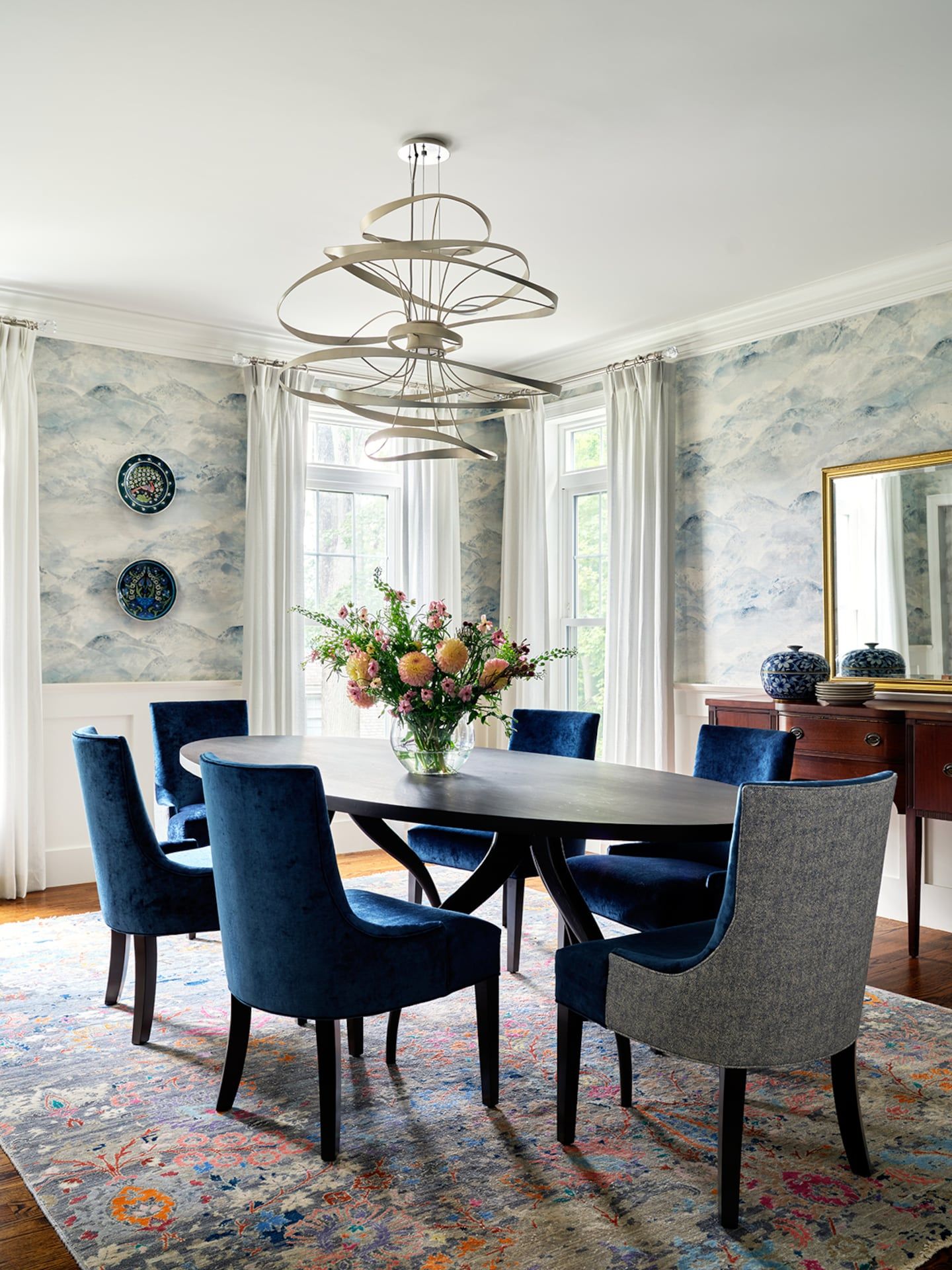 1440x1920 Home design ideas: Using abstract wallpaper in a dining room