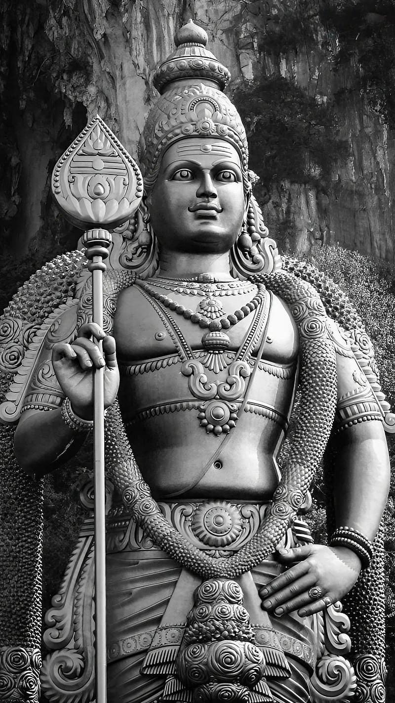 800x1422 Murugan Stills, Statue In Black And White, lord murugan statue in black and white, HD phone wallpaper