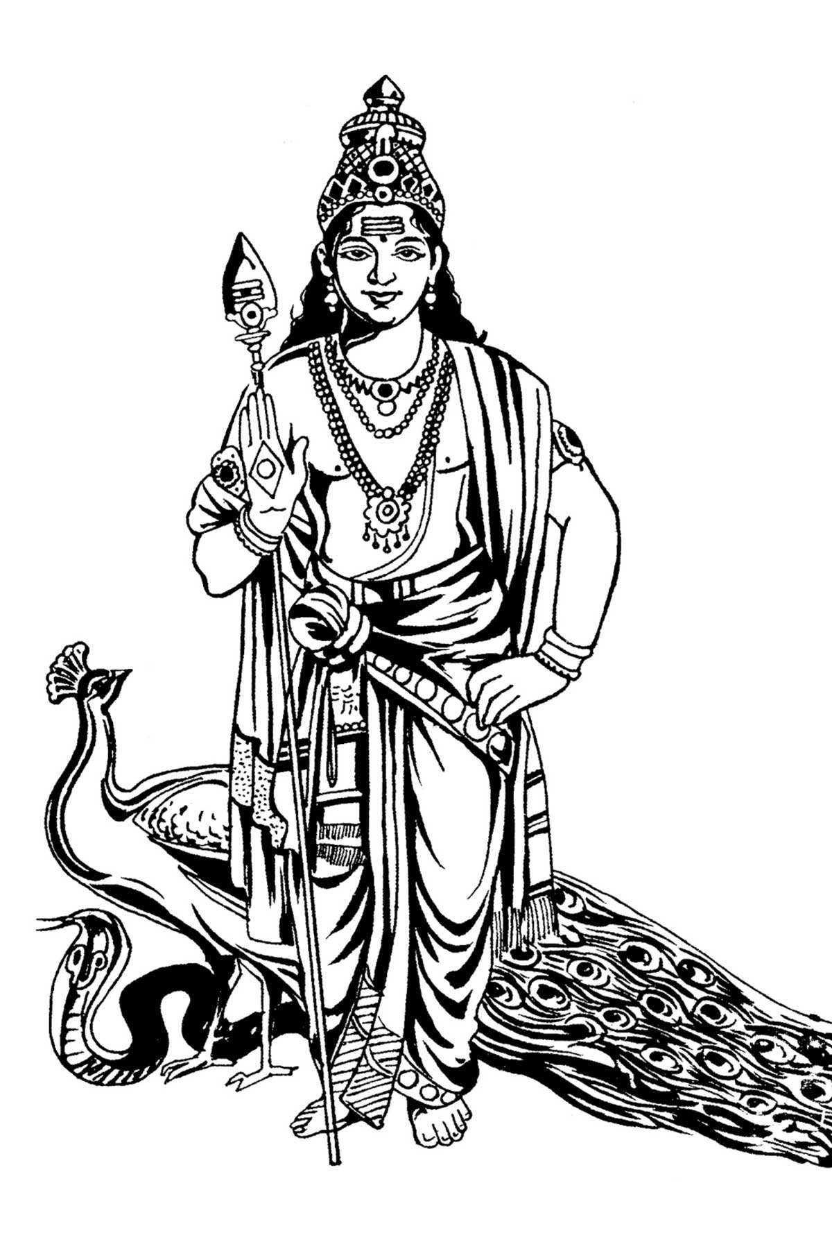 1200x1800 God murugan clipart black and white 1800px