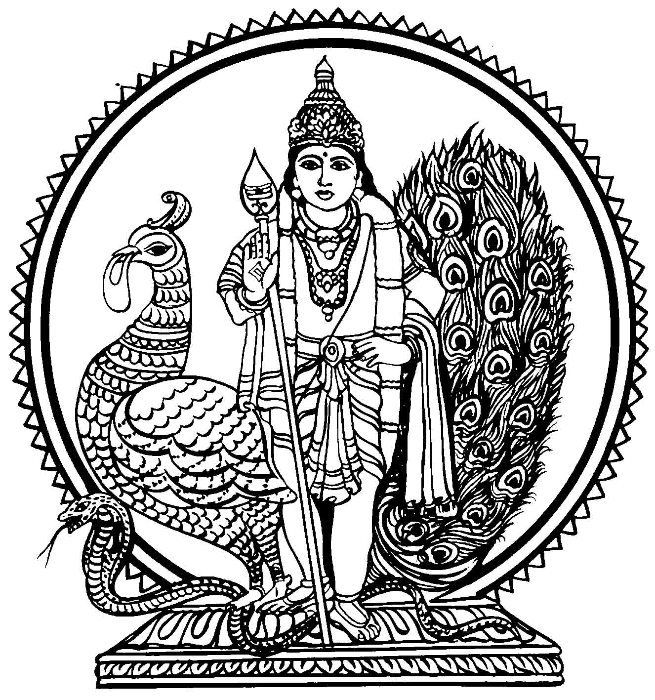 1326x1417 HD LORD MURUGAN BLACK & WHITE CLIPART IMAGES