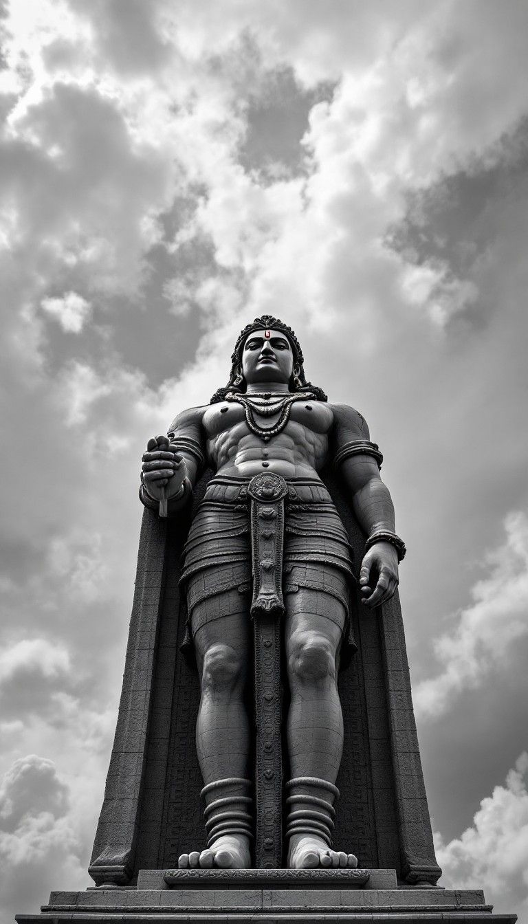 768x1344 Download Sacred Stone Guardian Image, Statue, Monochrome