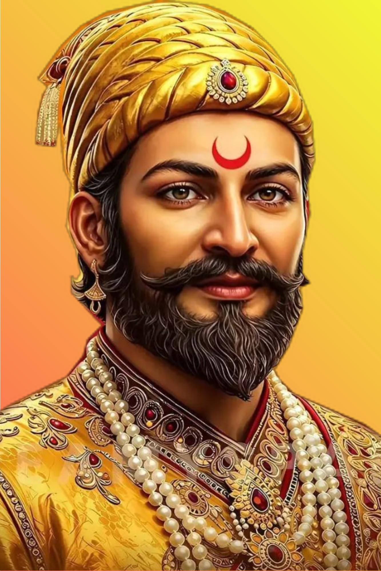 1333x2000 Chhatrapati Shivaji Maharaj Portrait Wall Art, Orange Background, 12 x 18 Inch, Vinyl Matte Finish, Black Frame : Amazon.in: Home & Kitchen