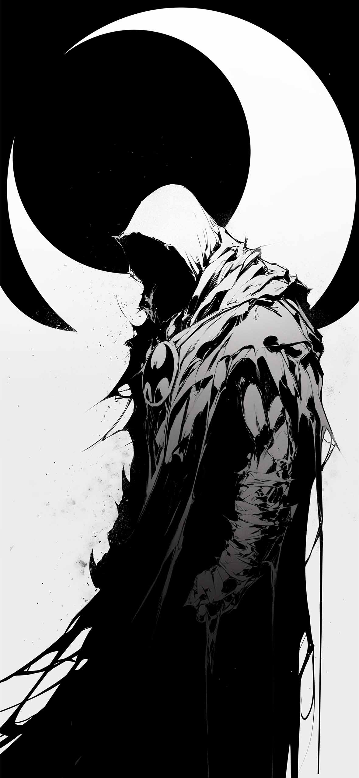 1180x2554 Moon Knight Ink Style Crescent Moon Wallpaper Vibes HD