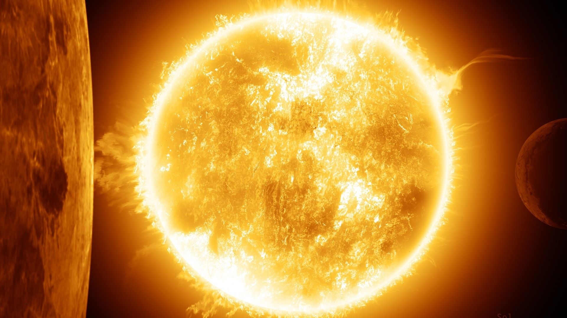 1920x1080 Sun Fire Flame Space HD Theme Wallpaper