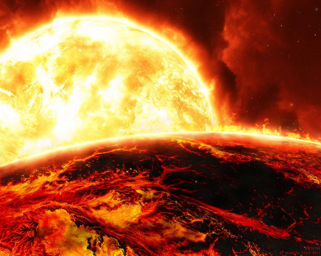1280x1024 Download wallpaper 1280x1024 sun, planet, flame, fire, bright standard 5:4 HD background