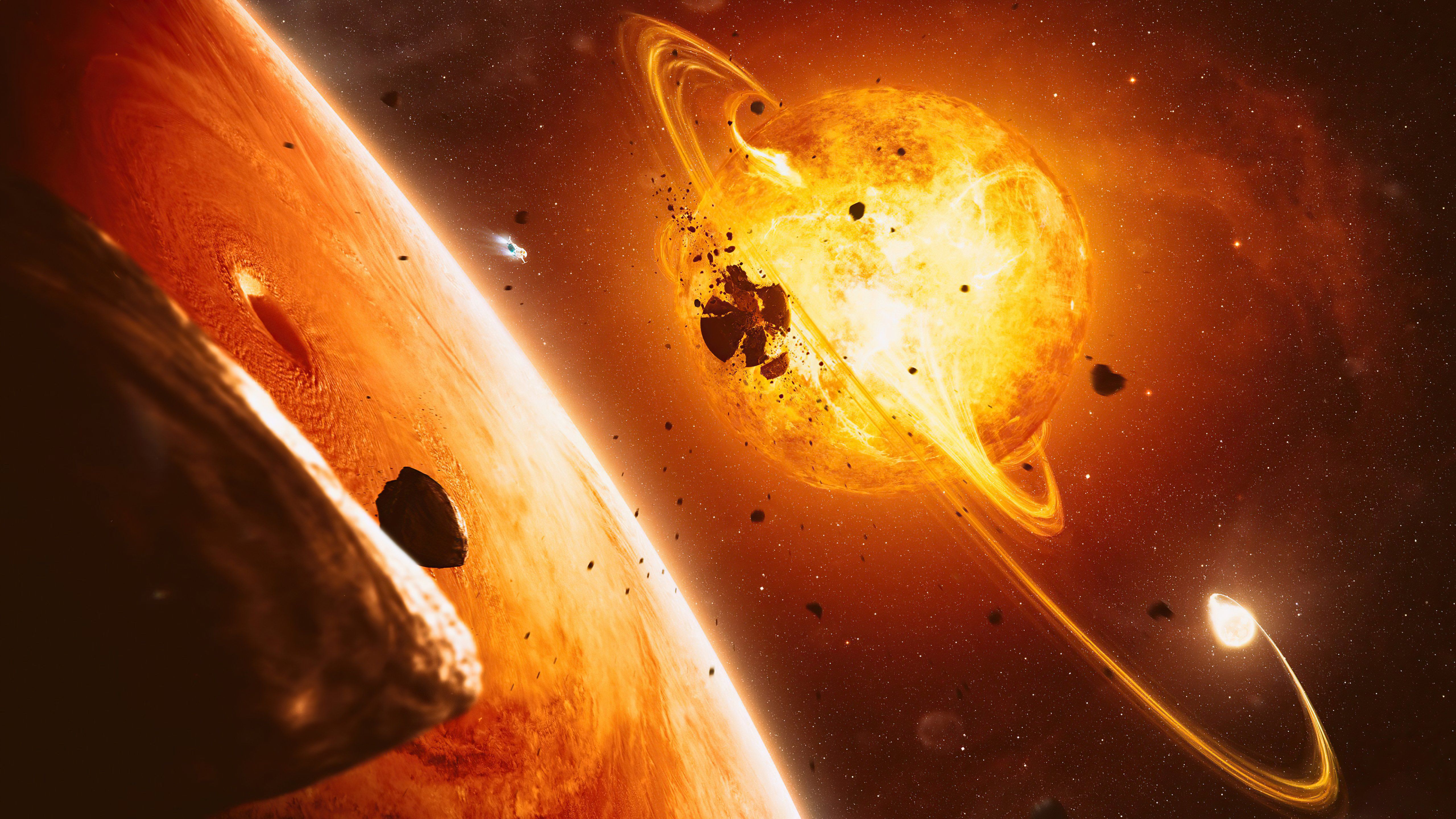 5120x2880 Planet on fire Wallpaper 4K for Desktop
