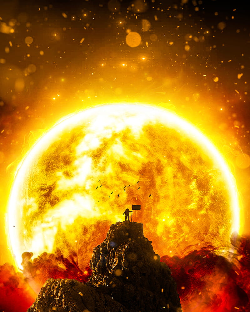 800x1000 End of the World, Alex, End, astronaut, cosmos, earth, fire, flag, galaxy, planet, HD phone wallpaper