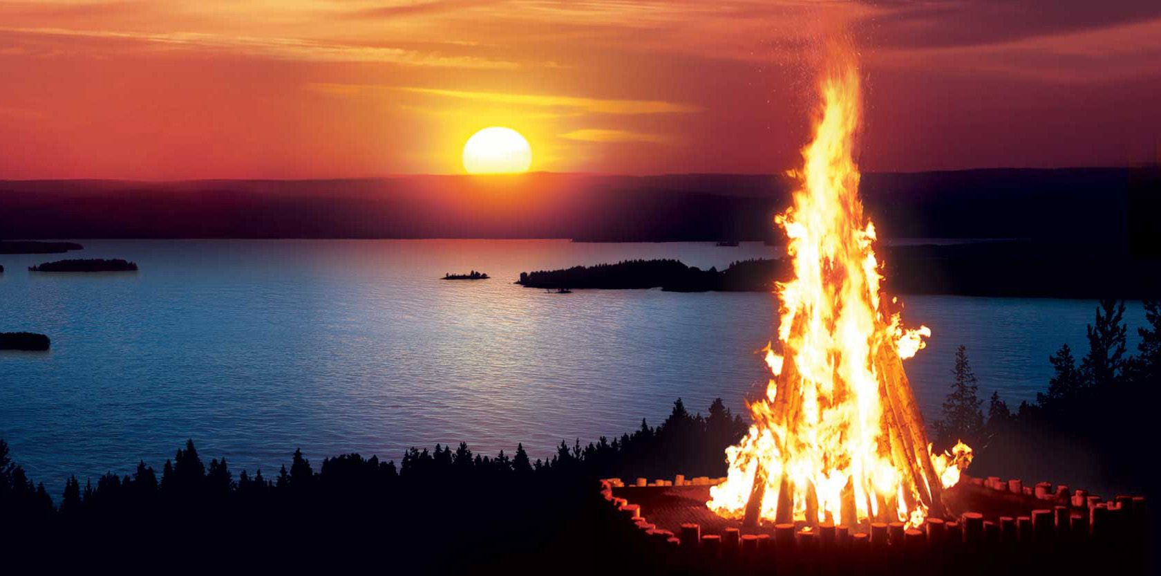 1680x833 Stunning HD Wallpaper of a Bonfire at Sunsetx833