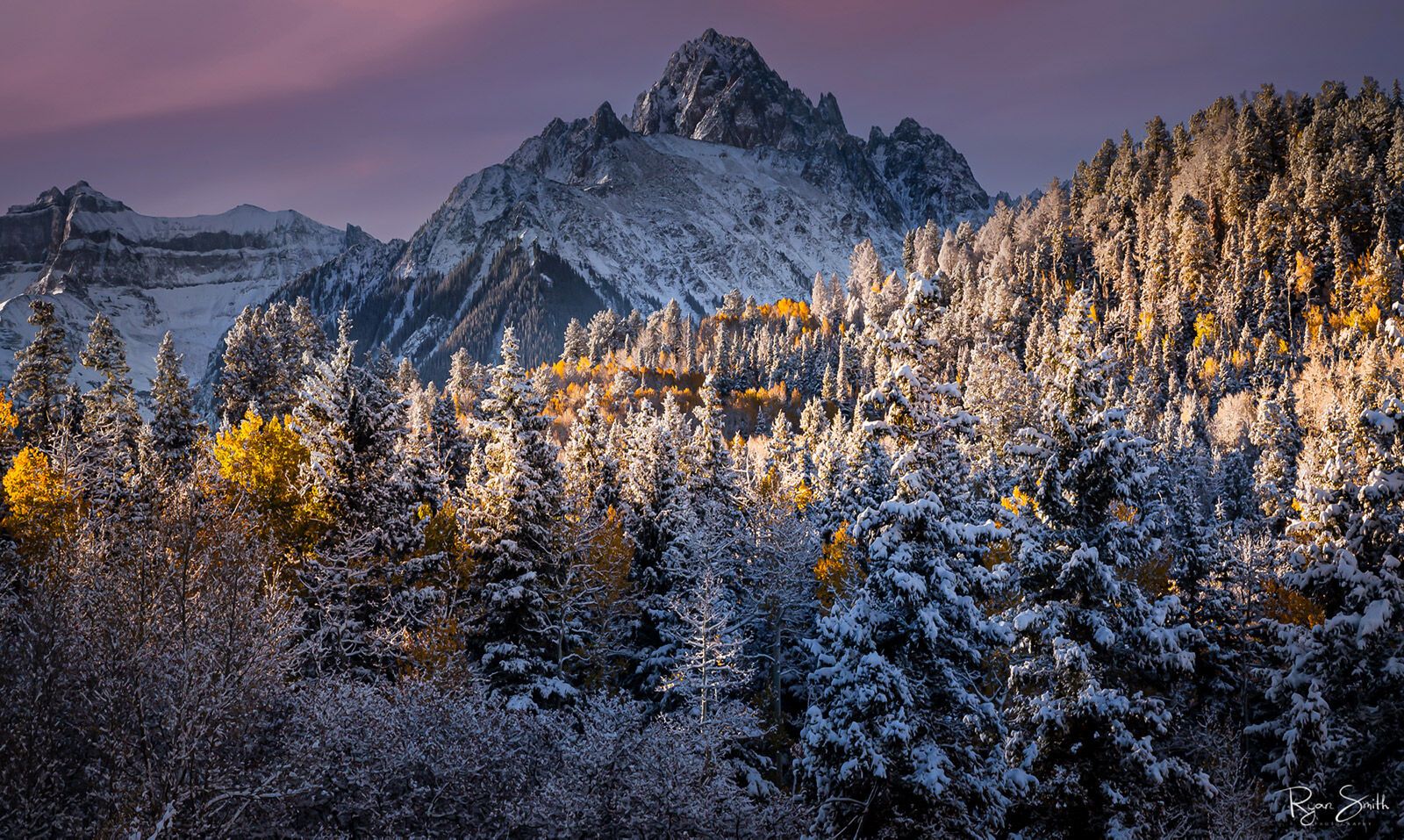 1600x957 Autumn Frost: Fine Art Photograph of Mount Sneffels with Snow and Fall Colors