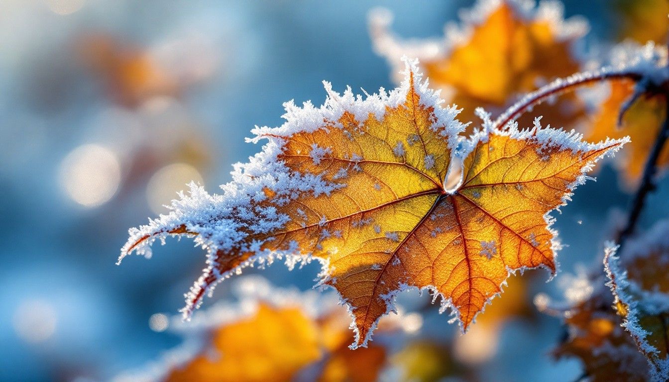 1344x768 Free Frosted Autumn Leaf Image, Frost, Leaf