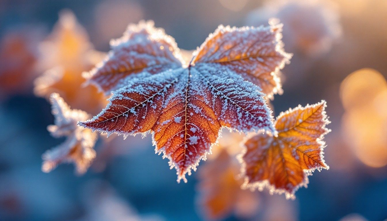 1344x768 Download Frosty Autumn Leaves Image, Leaves, Autumn