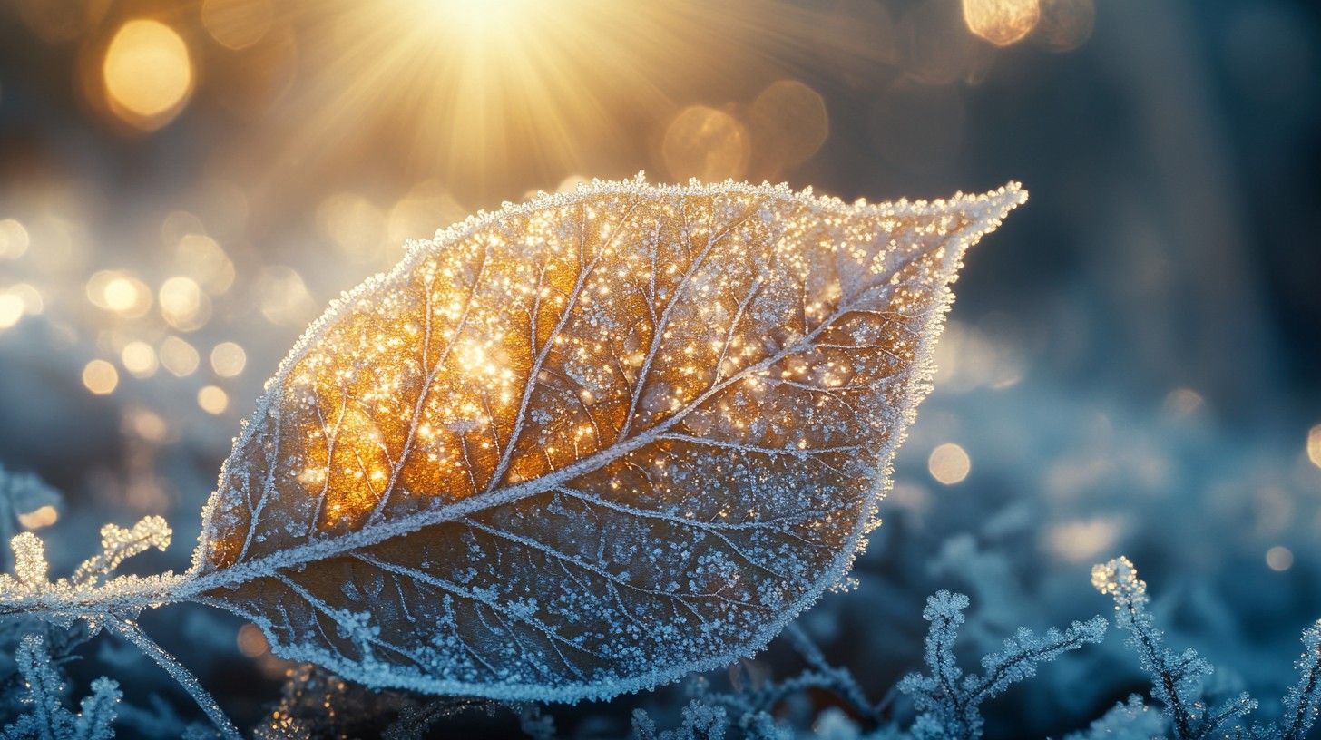 1456x816 Free Frosted Autumn Leaves Image, Frost, Leaves