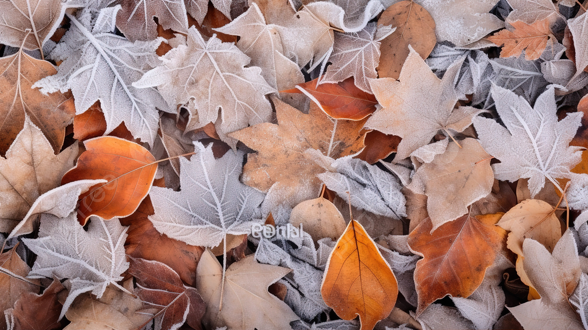 1200x673 Stunning Background Of Autumn Leaves Adorned With Frost Texture, Autumn Landscape, Autumn Winter, Fall Background Background Image And Wallpaper for Free Download