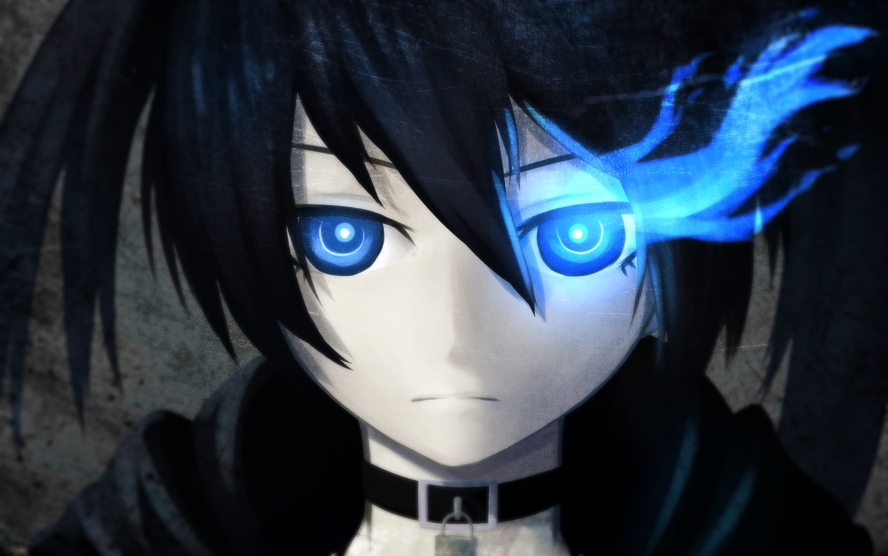1800x1128 Black haired anime character with blue eyes, Black Rock Shooter, anime HD wallpaper